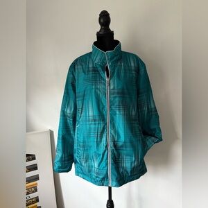 Teal Plaid Zip-Up Jacket